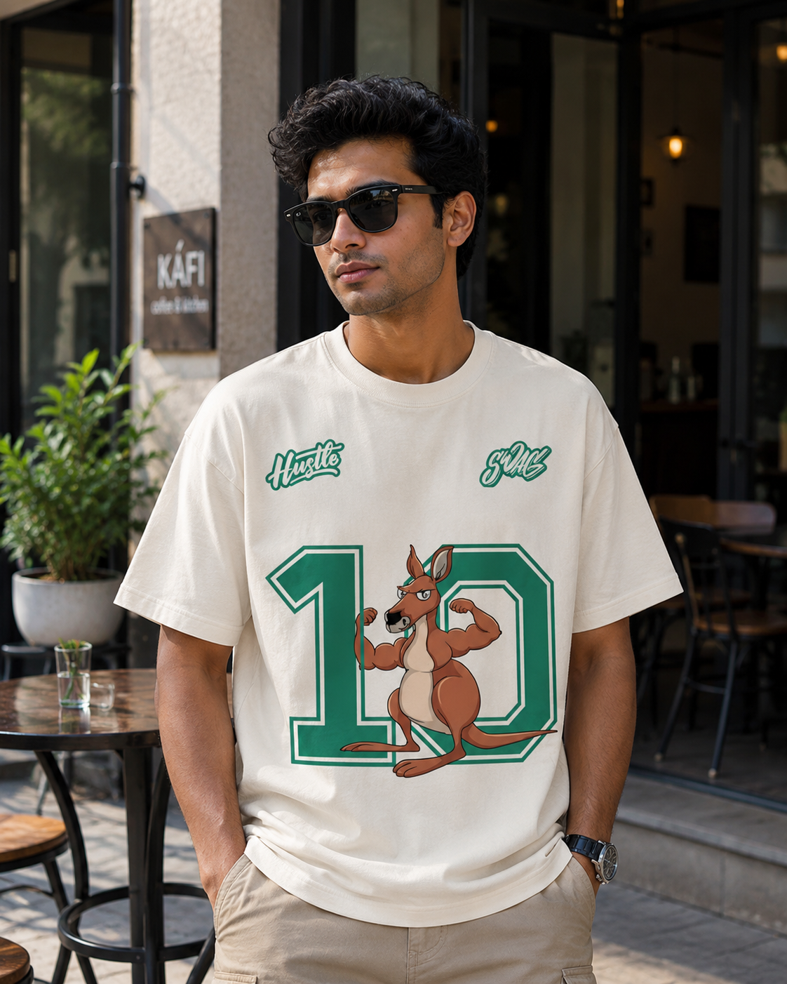 Men Hustle Graphic Oversized T-Shirt